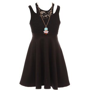 Little Girls Sleeveless Floral Lace Cut out Shoulder Easter Flower Girl Dress